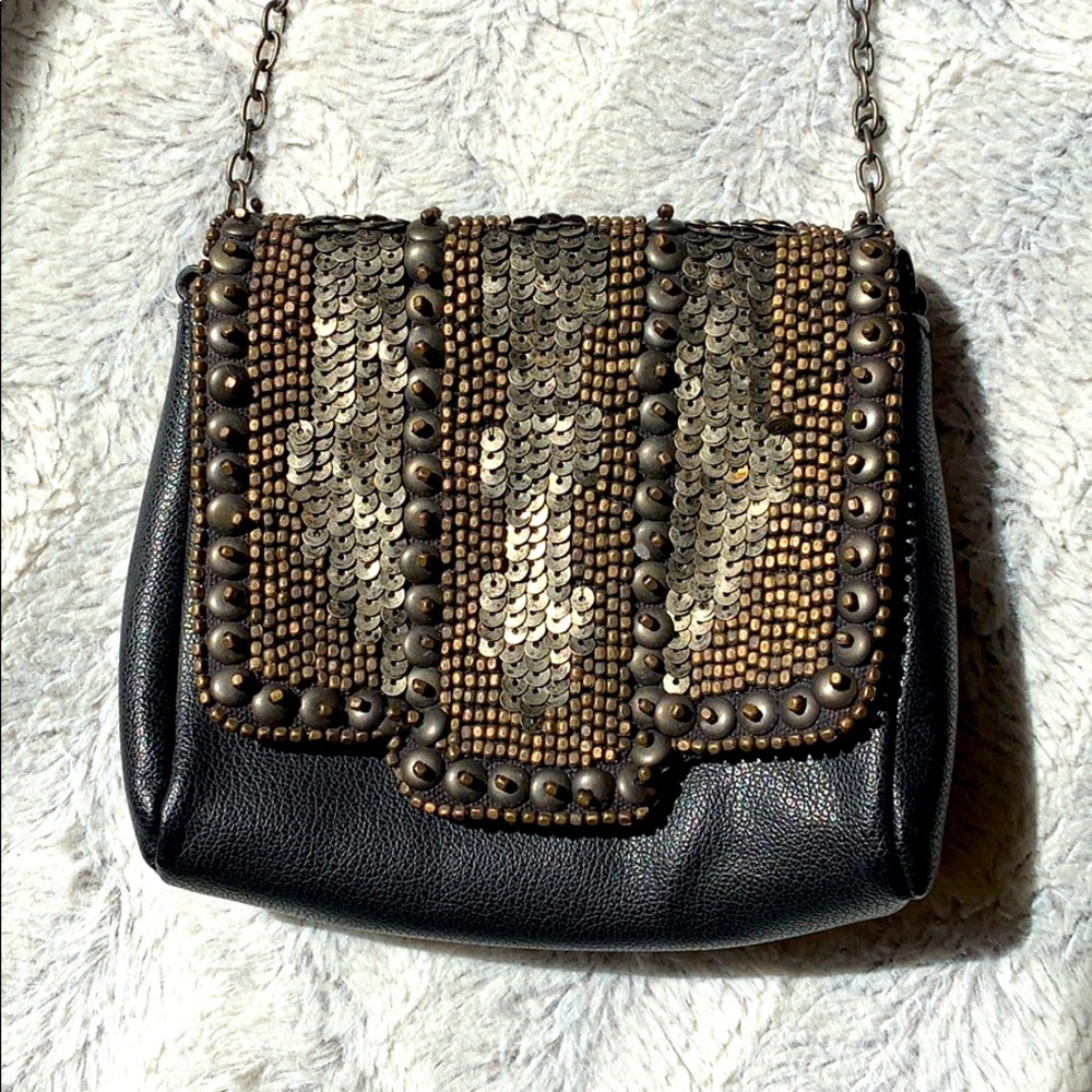 Brass beaded sequined Ecote mini purse